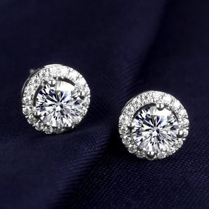 ต่างหูเพชรโมอิสซาไนต์ รุ่น MS-284 ของ Messi Jewelry สำหรับเด็กผู้หญิง ของขวัญสำหรับงานหมั้น ทองคำขาว 18k 14k - Product Image 4