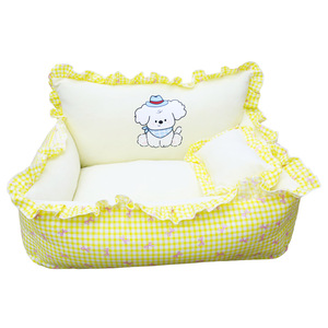 Pet Bed Rectangle Yellow Checkered Pattern <b>Soft</b> <b>Pillow</b> Dog Cat Bed Four Seasons Warm Washable - Product Image 2
