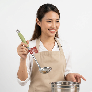 JAYA MATA JM192 Durable Stainless Steel <b>Ladle</b> with Green ABS Handle Deep Bowl Spoon for <b>Soup</b> Sauce and Broth Serving - Product Image 1