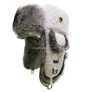 A042 FUR INVIERNO Venta caliente Nylon Aviator Bomber Trapper Sombreros Custom Warm ushanka Fur Hat