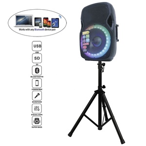 15 "1000W Audio professionale alimentato Karaoke TWS altoparlante festa illuminazione a LED + supporto + microfono-batteria Mic Bocina Parlante - Product Image 6