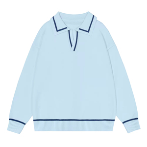 Design Jacquard Logo del marchio <span class=keywords><strong>maglione</strong></span> da <span class=keywords><strong>uomo</strong></span> stile Casual collo a <span class=keywords><strong>Polo</strong></span> Design tinta unita <span class=keywords><strong>maglione</strong></span> in cotone da <span class=keywords><strong>uomo</strong></span> - Product Image 3