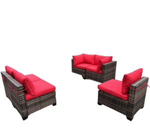 Lüks Dış Mekan Mobilyası Rattan Rahat Bölmeli Kanepe Takımı, Veranda Hasır Konuşma Koltuğu, İki Kişilik Kanepe, Bahçe Sehpası - Product Image 1