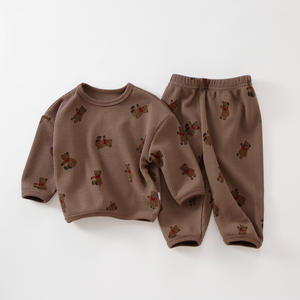 Ensemble de vêtements pour bébés et enfants en coton gaufré personnalisé 2022, mignon, à manches longues, avec étiquette - Product Image 3