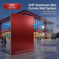 Sistem Dinding Tirai Aluminium AHP Shell Merah 10mm-20mm Berlapis PVDF Ringan Kekuatan Tinggi Ukuran Kustom Model Willstrong