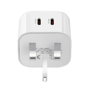 Cargadores Rápidos Populares Reino Unido EE. UU. UE Precio de Fábrica Adaptador de Corriente USB C de Doble Puerto de 20w <span class=keywords><strong>Enchufe</strong></span> Cargador de Teléfono de 40w con Cable - Product Image 2