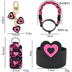 Heart Shaped Water Bottle <b>Accessory</b> Set Silicone Handle Cup Sleeve Pendant Reusable <b>Drinkware</b> Decor Cute Style - Product Image 3