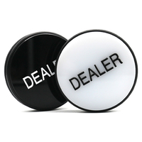Bouton de croupier en acrylique noir et blanc double face 75*20mm pour accessoires de table de casino, jeu de poker Texas Hold'em