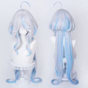 Perruque longue et droite Water Goddess Funina Carlos Los Cosplay avec frange latérale, ligne de cheveux naturelle, couvre-tête complet - Product Image 5