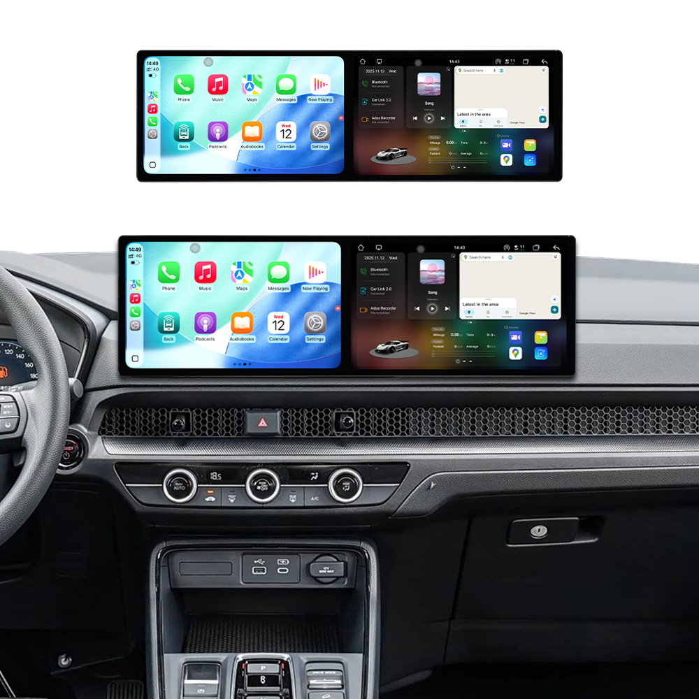 Baoshang Dual 10.1'' Touch Screen Android15 Car Radio Multimedia for Honda CR-V 2023 GPS Navigation with Wireless Carplay
