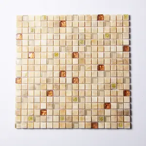 Beige Stone Crystal Ceramic Mosaic background wall kitchen and bathroom wall and floor mosaic ceramic tile