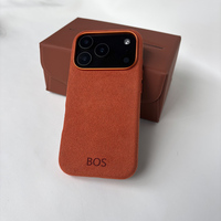 Étui de téléphone portable de luxe en cuir suédé avec logo personnalisé pour iPhone 17 Pro Max, étui orange avec aimant