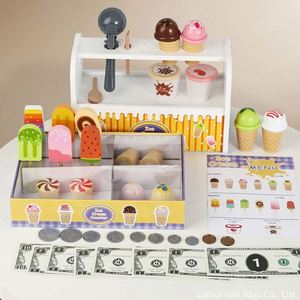 Juego de Cocina de Juguete: Heladería de Madera para Niños <span class=keywords><strong>con</strong></span> Cuchara, Menú y Dinero – Juego de Imitación - Product Image 2