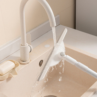 FF5584 Outil de nettoyage de vitres 2-en-1, raclette pour miroirs et verres de salle de bain, raclette à long manche pour drain et évier