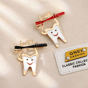 60 Styles New Type Cartoon Zähne Weiche Emaille Pins Weiche Emaille Revers Metall Pin Abzeichen Herstellung Dental Metall Brosche - Product Image 5