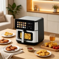 Friteuse à air numérique intelligente Longbank 10L grande capacité 15-en-1 avec écran tactile et fenêtre de visualisation, cuisson sans huile