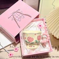 Mug en céramique mignon pour un cadeau d'anniversaire pour les filles, les enseignantes, souvenir - boîte cadeau, fleur de tulipe, résistant au micro-ondes, résistant aux hautes températures