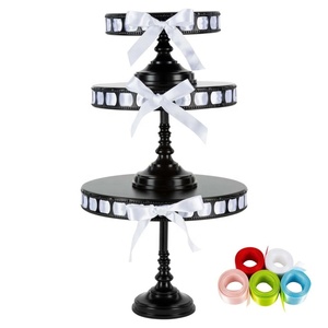 3 Round Metal Wedding <strong>RIBBON</strong> <strong>CAKE</strong> <strong>STAND</strong> - Product Image 1