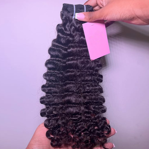 Extensions de cheveux humains en vrac, bruts, bouclés et ondulés, non-Remy, à <span class=keywords><strong>double</strong></span> trame, fabriquées à la machine, origine Cambodge - Product Image 1