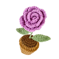 Mini plantes en pot en laine crochetées à la main, fleurs créatives en tricot, décorations florales pour Halloween, rentrée scolaire, Noël, fête des mères