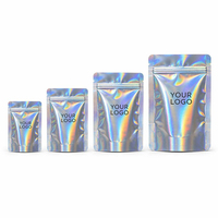 Sacs en Mylar holographiques personnalisés pour l'emballage de fleurs et de bonbons, pochette autoportante avec fermeture éclair refermable, impression personnalisée