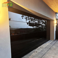 Porte de garage moderne en aluminium sans cadre avec verre isolant 12x8 12x9 Noir insonorisée et résistante aux ouragans