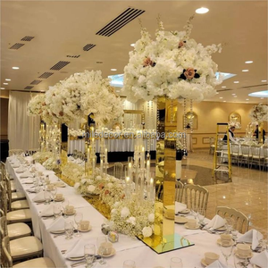 Neuheit Moderner Luxuriöser Eleganter Silberner Hoher Blumenständer Runde Säule Hochzeits-Tischdekoration - Product Image 4