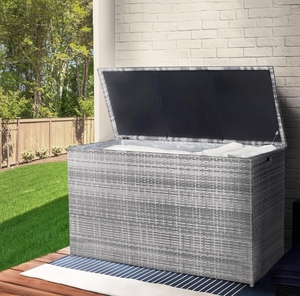 Boîte de rangement en rotin PE tressé à la main, grande taille, résistante aux intempéries, nouvelle version améliorée, pour l'extérieur ou l'intérieur - Product Image 5
