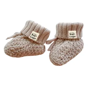 Ustom-calcetines largos de Cachemira ewborn Aby ooties para niños y niñas recién nacidos, calzado de ganchillo para cuna