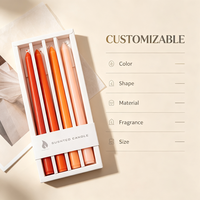 Lot de 4 bougies coniques en paraffine en gros, multicolores disponibles, non parfumées, pour une ambiance décorative idéale pour les soirées romantiques et les rassemblements