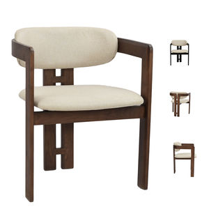 Chaise de salle à manger en gros, fauteuil commercial en bois massif avec siège rembourré, personnalisable pour <span class=keywords><strong>restaurant</strong></span> - Product Image 1