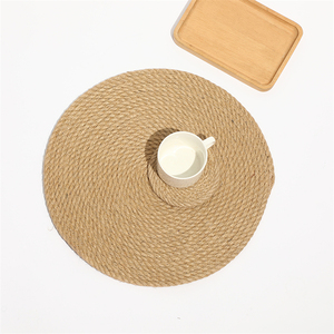 Mantel Individual Redondo de Yute Tejido Natural, Mantel Individual para Mesa de Comedor, Resistente al Calor, Decoración de Mesa para <span class=keywords><strong>Restaurante</strong></span> y Hogar - Product Image 1