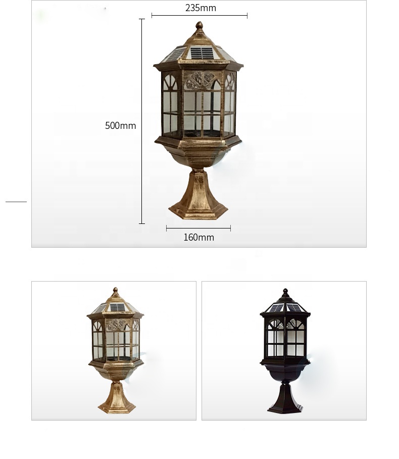 Наружная садовая Светодиодная лампа из алюминиевого сплава в форме замка, солнечный столбик, ворота, столбики
