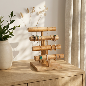 Présentoir à bijoux en bois à 4 niveaux pour la décoration intérieure, support pour bracelets, organisateur de rangement en T, Uttar Pradesh NA - Product Image 4