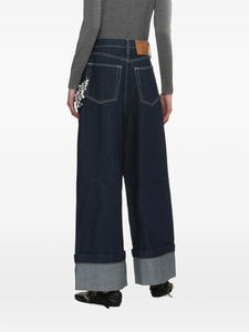 Customizáveis calças jeans de cintura alta estilo vintage para mulheres soltas ajuste respirável confortável sólido azul escuro casual para todos - Product Image 2