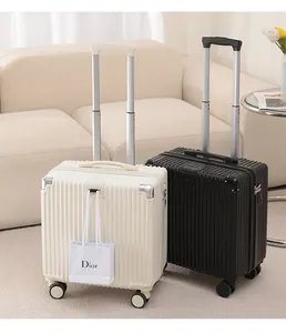 विंटेज मिनी एल्यूमिनियम कैरी-ऑन लगेज लक्ज़री डिज़ाइनर सूटकेस धारीदार सूटकेस