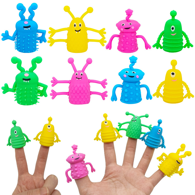 Colorful Soft Rubber Monster Stretchy Finger Puppets Toys for