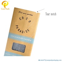 Sachets en papier artisanal biodégradables, 3 Sachets scellés sur le côté, pour poudre protéine/emballage nutritif avec fenêtre transparente