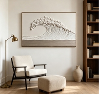 Grande peinture murale 3D texturée en forme de vague, peinture sur toile faite à la main, relief encadré, art océanique pour salon, décoration moderne pour la maison