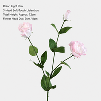 Bunga Lisianthus Artifisial Premium Real Touch, 3 Tangkai Bunga Eustoma Palsu, Dekorasi Bunga Mirip Asli untuk Pernikahan & Fotografi
