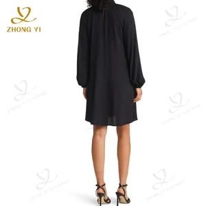 ODM OEM Custom Autumn Female Clothing Design Long Sleeve Shift Turtleneck Mini Casual Women Shirt Tops Short Dresses