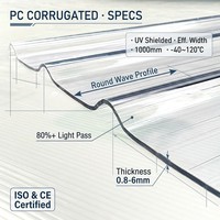 Panneau de toiture en polycarbonate ondulé de 2 mm, 2,5 mm, 3 mm d'épaisseur, grande vague, pour la construction de stades et terrains de sport