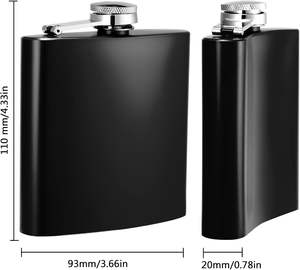 Wholesale Spray <b>Matte</b> <b>Black</b> <b>Paint</b> Travel Portable Outdoor Stainless Steel Hip Flask 1oz-18oz - Product Image 2