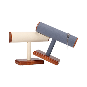 Présentoir à bijoux Jinsky, organisateur de bijoux, présentoir à colliers en T, plateaux de présentation, base en bois, taille personnalisée - Product Image 4