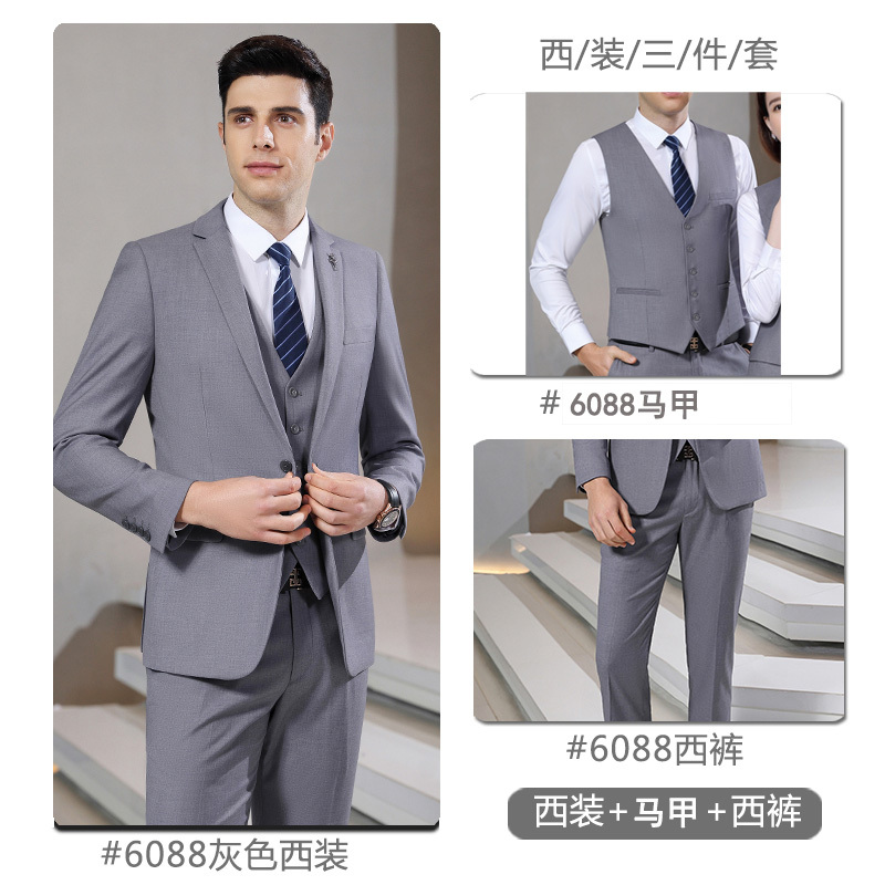 Chaqueta + Pantalones + chaleco gris de los hombres