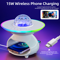 Lampe de bureau de charge sans fil intelligente pour téléphone, rechargeable par USB, projecteurs RGB, veilleuse, haut-parleur de musique, lampe de chevet LED pour chambre à coucher