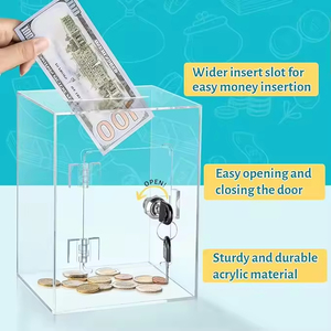 Trasparente scatola di deposito rettangolare in acrilico salvadanaio salvadanaio trasparente salvadanaio salvadanaio con serratura e chiave - Product Image 5
