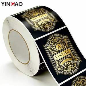 Etiqueta Adhesiva Personalizada en Rollo, con Lámina Dorada, Vinilo Negro de Lujo para Botellas de Vino, Bebidas, Embalaje de Vidrio, Logotipo Personalizado - Product Image 3