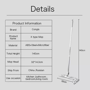 Serpillère plate X en plastique à tête rectangulaire, à essorage mains libres, pour nettoyage des sols, avec manche en acier, prix usine - Product Image 3