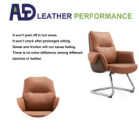 Chaise de bureau exécutive moderne en cuir, ergonomique, avec base en traîneau chromée, dossier solide, pour visiteurs, conférences, bureau à domicile, chambre et invités